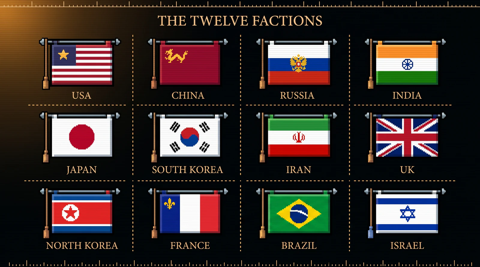 The twelve countries of MineBTC in motion — USA, China, Russia, India, Japan, South Korea, Iran, UK, North Korea, France, Brazil, Israel